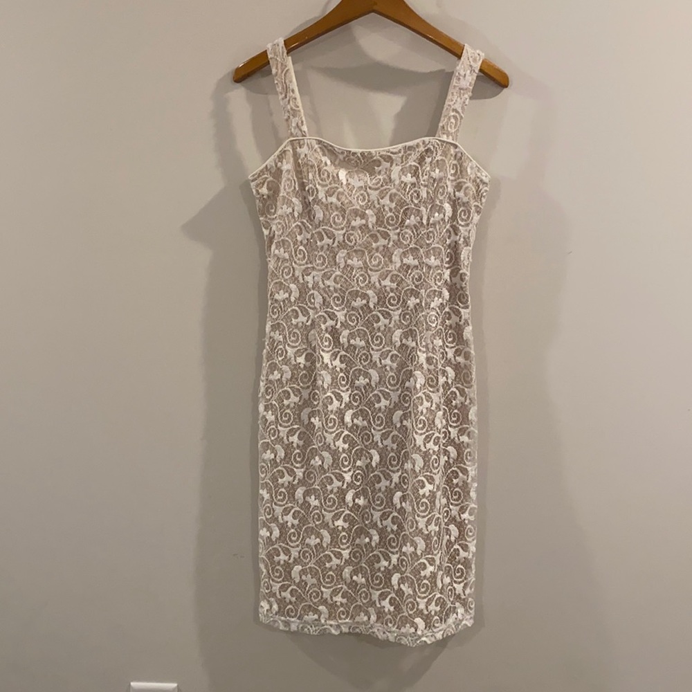 Scott McClintock Creme & White Lace dress, Size 10